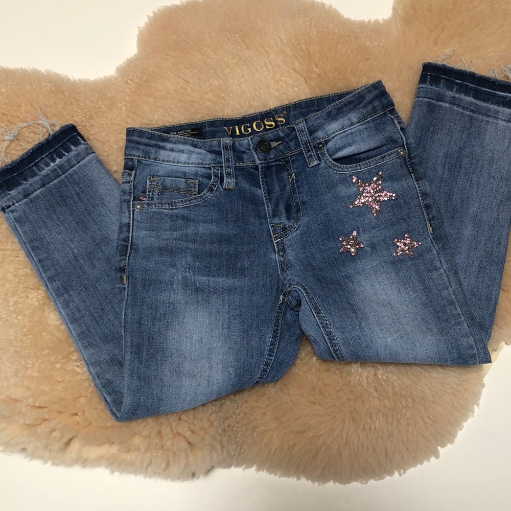 Vigoss Girls Raw Hem Ankle Length Jeans